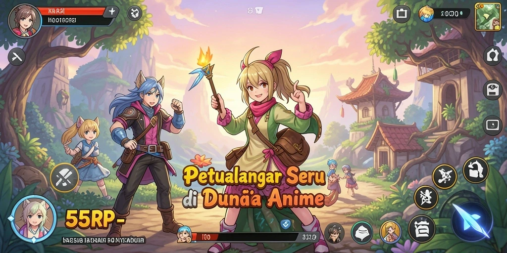 Tampilan gameplay seru dalam dunia anime yang menarik.