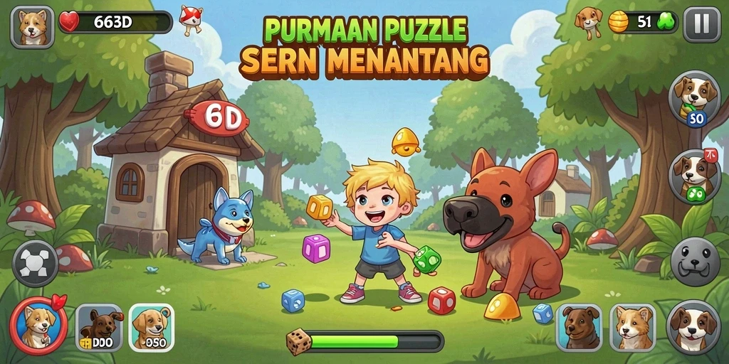 Tampilan gameplay 66D yang menarik dengan berbagai level puzzle.