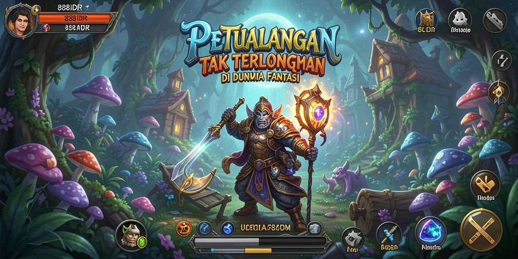 Screenshot gameplay <strong>888IDR</strong> yang menunjukkan karakter menjelajahi dunia penuh petualangan.
