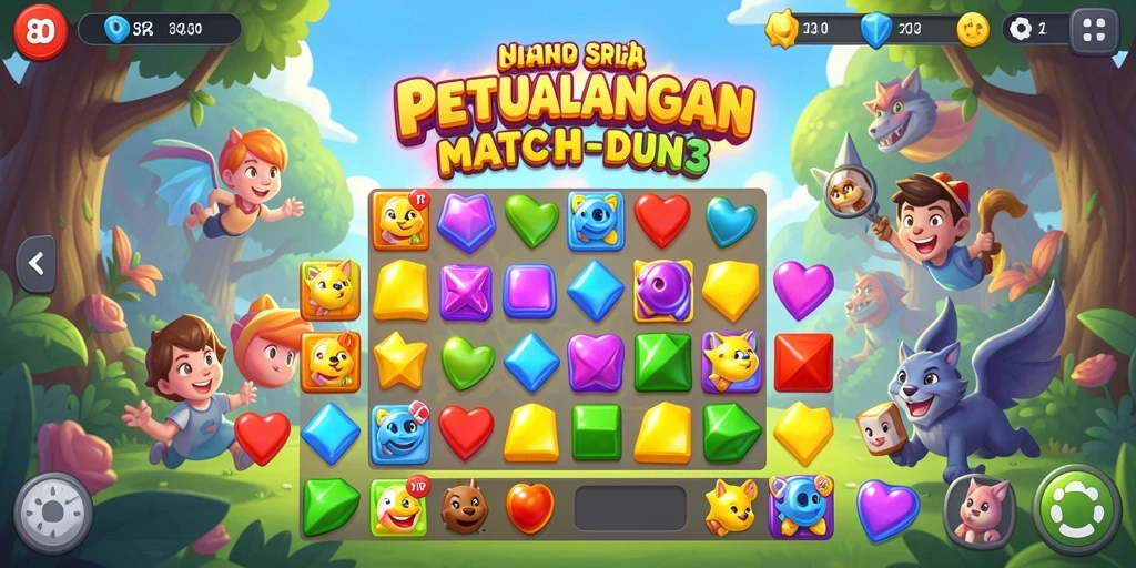 Tangkapan layar utama 8ID menampilkan gameplay seru dalam permainan Match-3.