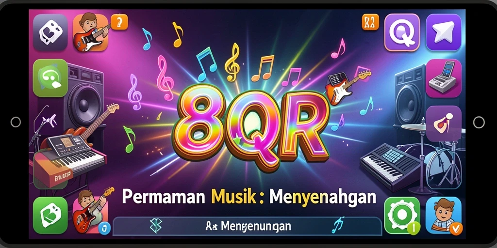 Screenshot gameplay 8QR menampilkan interaksi seru dengan musik