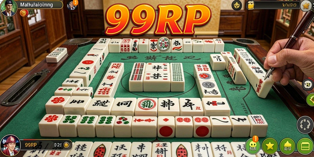 Tampilan gameplay seru di 99RP dengan ubin Mahjong.
