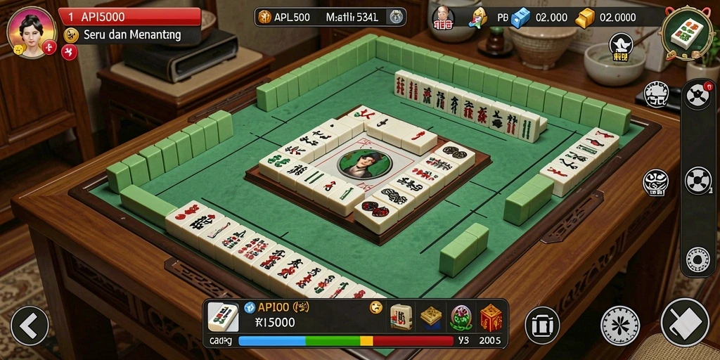 Screenshot gameplay menyenangkan dari API5000 yang menunjukkan Mahjong.