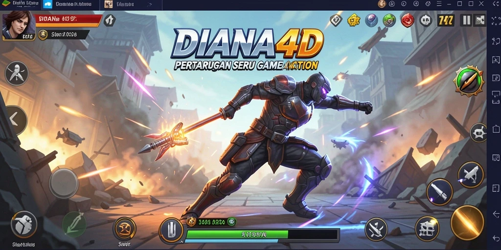 Tangkapan layar utama DIANA4D menunjukkan aksi seru dalam pertempuran.