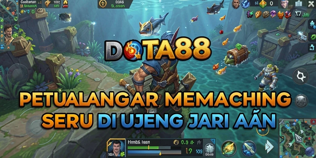 Screenshot gameplay DOTA88 menunjukkan aksi seru memancing di laut.