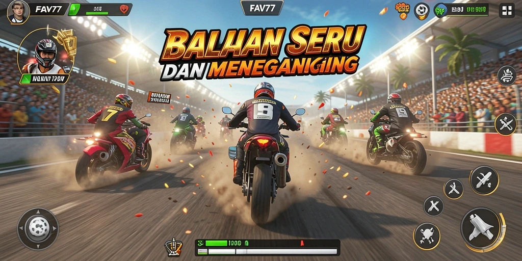 Tampilan gameplay seru FAV77 dengan balapan yang mendebarkan.
