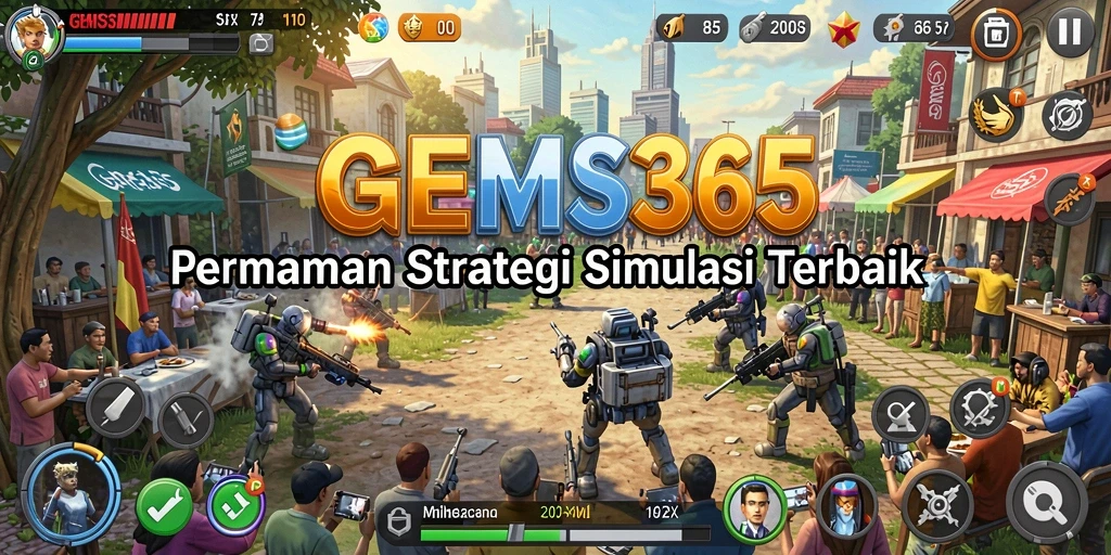 Screenshot GEMS365 menampilkan aksi strategis dan grafis yang memukau.