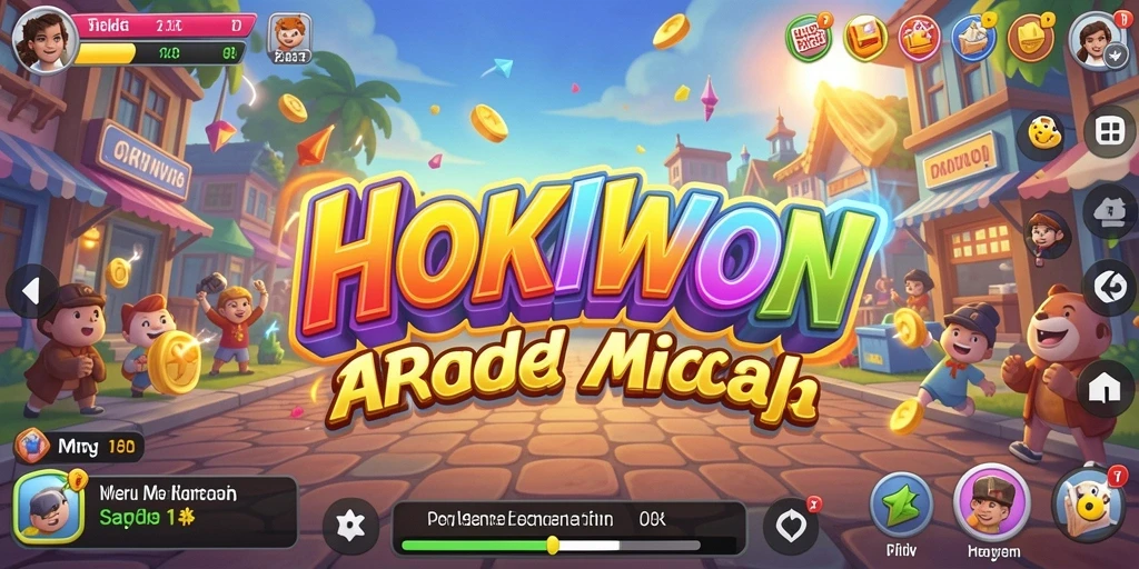Screenshot gameplay HOKIWON dengan warna-warna cerah dan tantangan seru.
