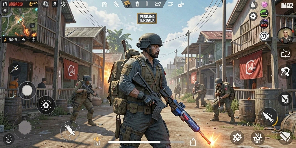 Tampilan gameplay seru dalam pertempuran Battle Royale.