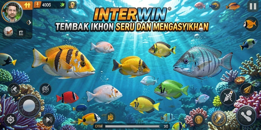Screenshot INTERWIN menampilkan aksi menembak ikan yang seru.