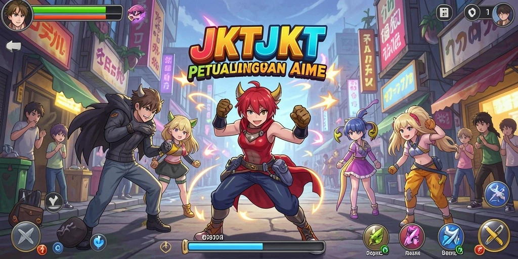 Tampilan gameplay JKTJKT dengan karakter Anime yang menawan.