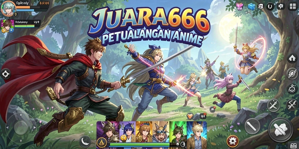 Screenshot JUARA666 menampilkan aksi pertarungan yang mendebarkan dalam gaya Anime.