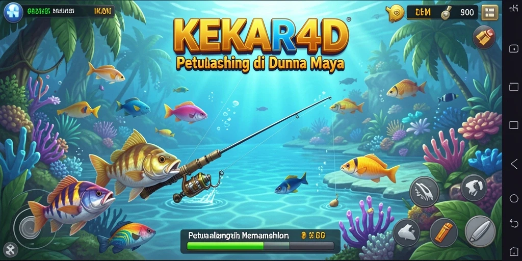 Tampilan gameplay <strong>KEKAR4D</strong> yang memukau saat memancing di danau yang tenang.