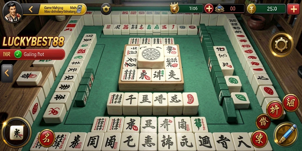 Screenshot gameplay LUCKYBEST88 menampilkan keseruan bermain Mahjong.