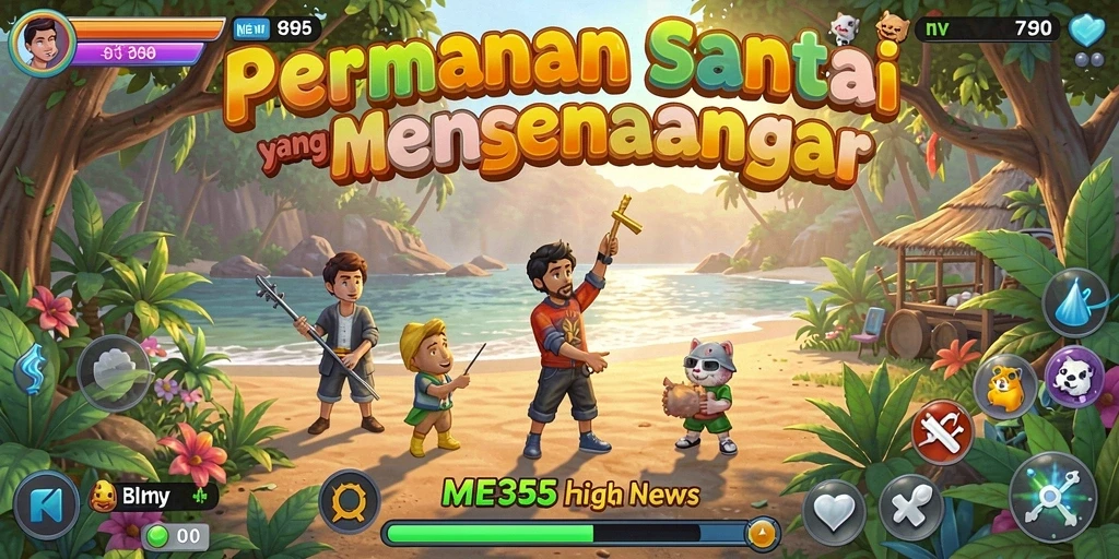 Gameplay ME355 yang seru dengan karakter unik dan grafis cerah.