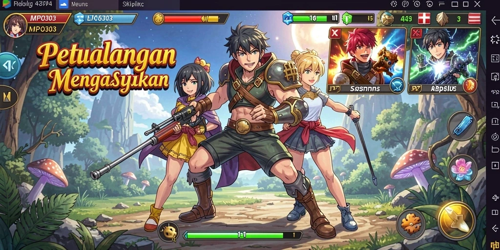 Tampilan gameplay MPO303 yang penuh aksi dan karakter anime yang menawan.