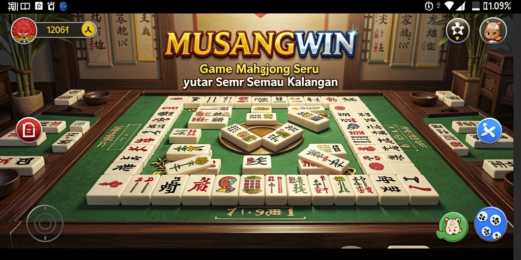 Tampilan menarik dari gameplay MUSANGWIN yang penuh tantangan Mahjong.