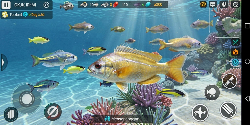 Tampilan gameplay aksi Tembak Ikan yang seru dan menarik.