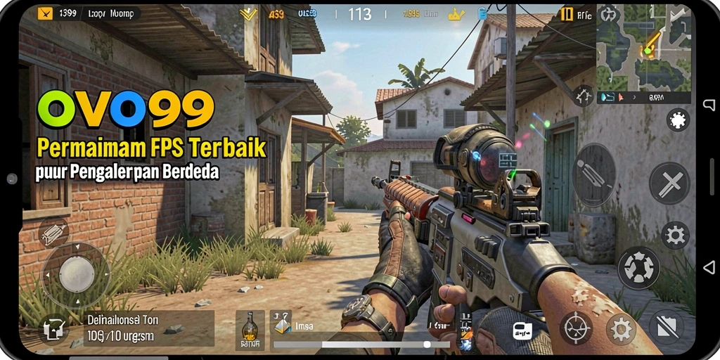 Tampilan gameplay mendebarkan dari OVO99 dalam aksi FPS.