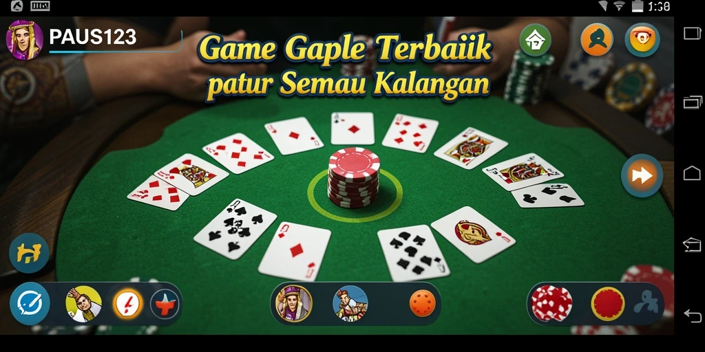 Tampilan screenshot PAUS123 yang menunjukkan gameplay Gaple yang seru.
