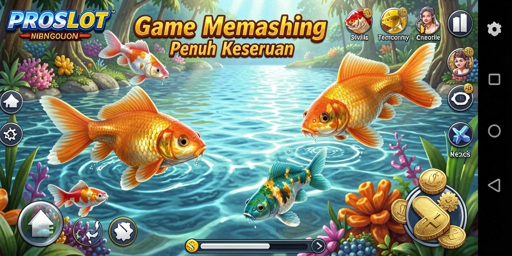 Tampilan gameplay PROSLOT yang menarik saat menangkap ikan.