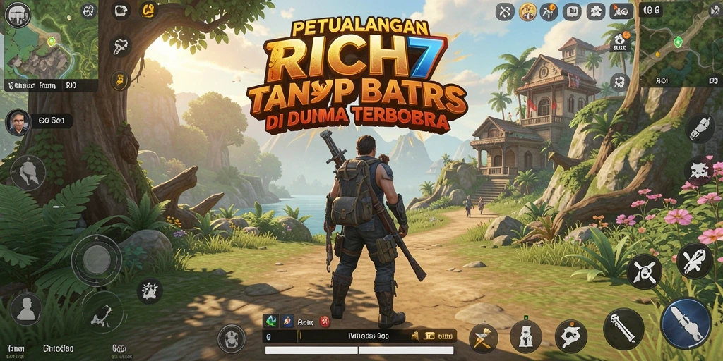 Screenshot RICH7 menampilkan petualangan dalam dunia terbuka yang luas.