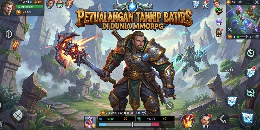 Screenshot utama RPWIN1 menampilkan aksi seru dalam pertarungan MMORPG.