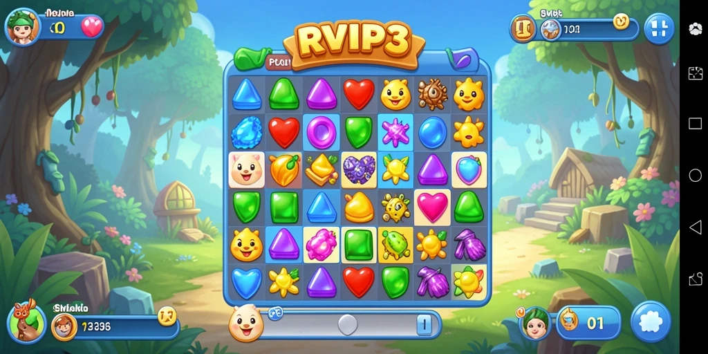 Tangkapan layar RVIP3 menampilkan gameplay seru dengan pencocokan item.