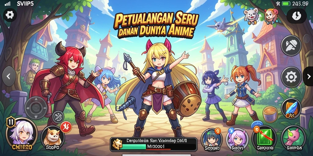 Tampilan gameplay SVIP5 dengan karakter anime yang beraksi.