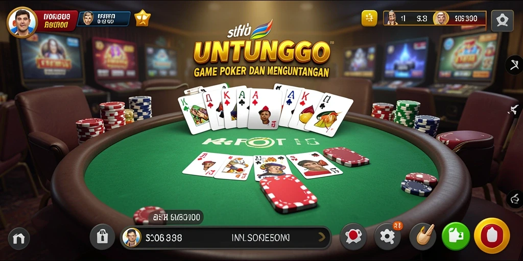 Tampilan gameplay seru dari UNTUNGGO dengan suasana Poker yang menegangkan.