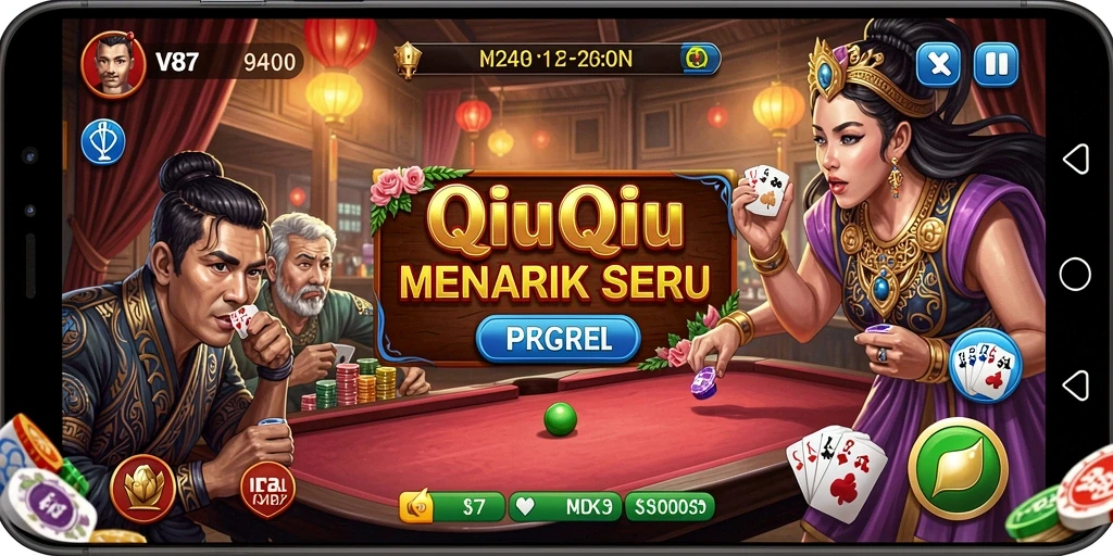 Screenshot gameplay seru dari V87, menampilkan aksi QiuQiu.