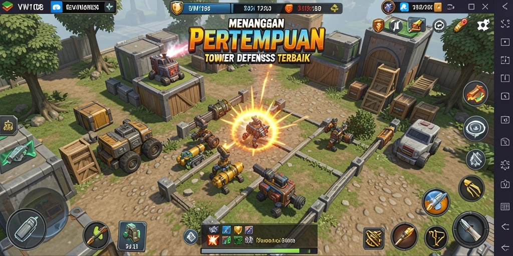 Gameplay mendebarkan dalam game Tower Defense VW108.